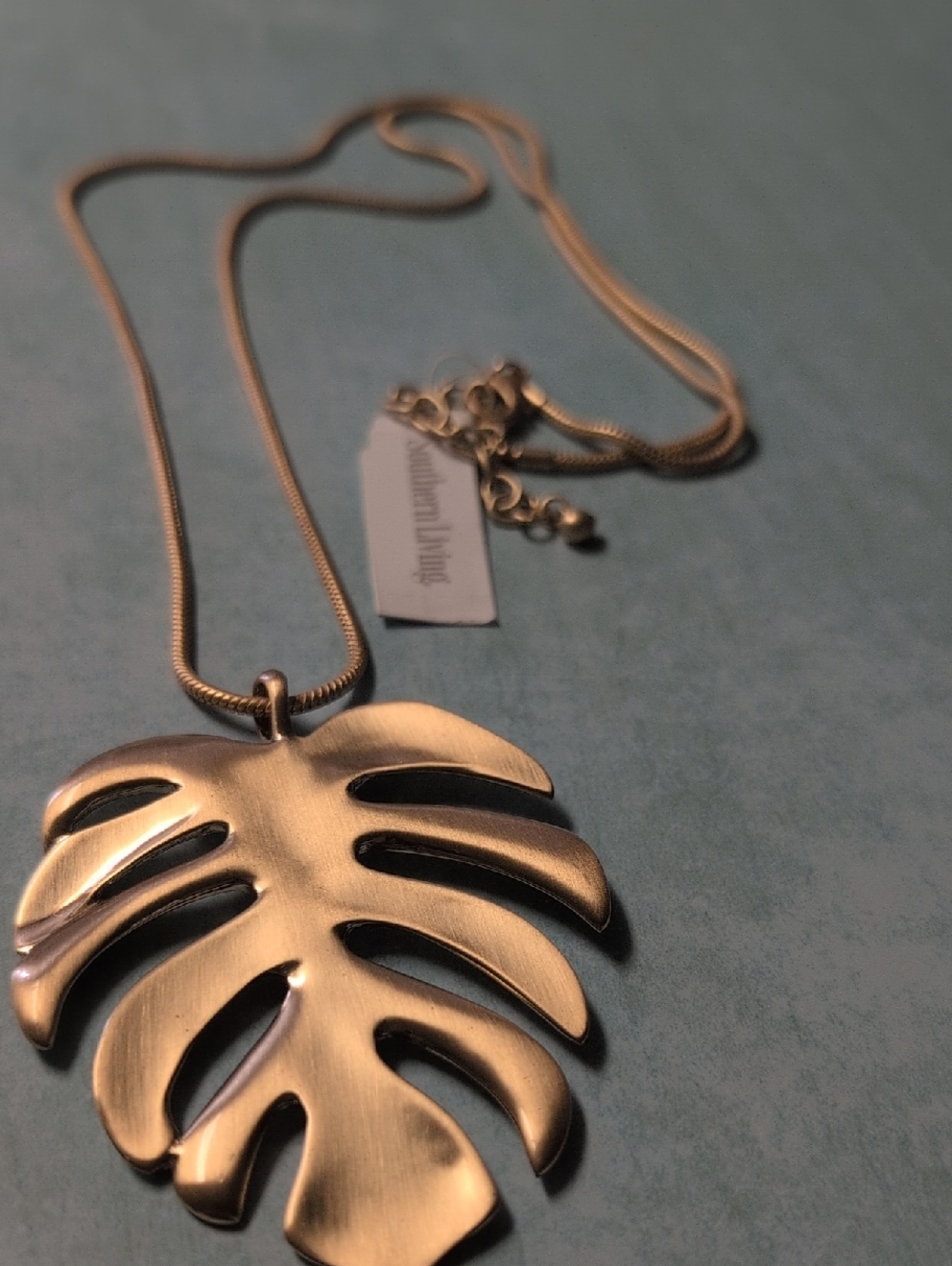 Southern Living Monstera Deliciosa Necklace In Gold.